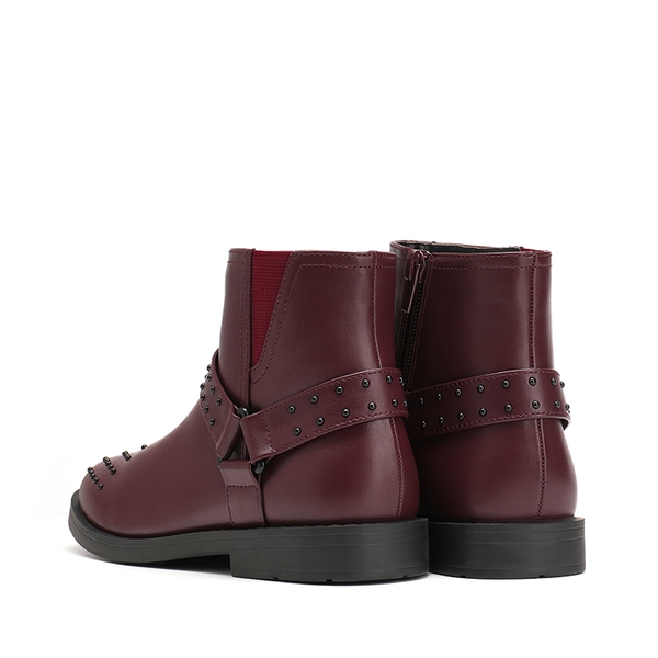 Kids Studded Detail Fashion Boots - RED WINE - 4
